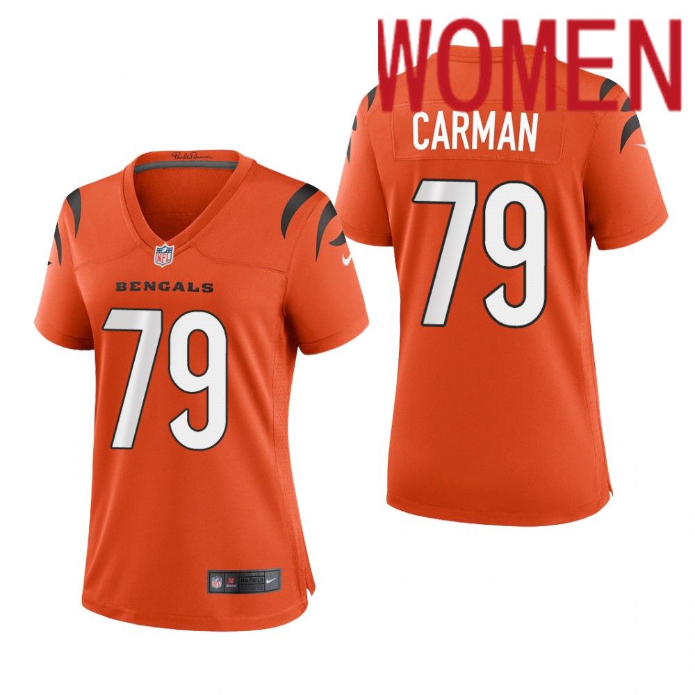 Women Cincinnati Bengals 79 Jackson Carman Nike Oragne Game NFL Jersey